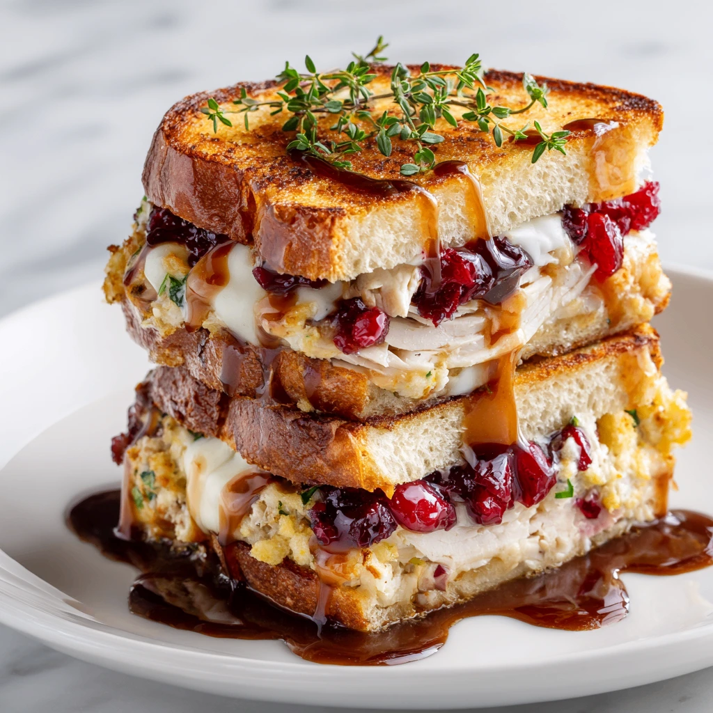 Delicious leftover turkey sandwich inspired by Bobbie, featuring ciabatta, turkey, cranberry sauce, and mozzarella cheese.