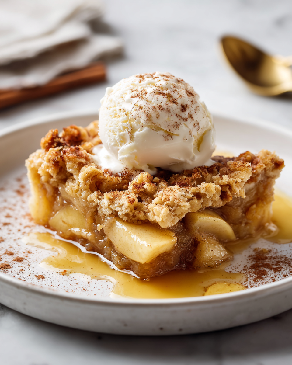 Cozy Apple Cobbler for the Holidays Delicious spiced apple cobbler dessert perfect for autumn gatherings, bursting with flavor and warmth, served warm with ice cream.