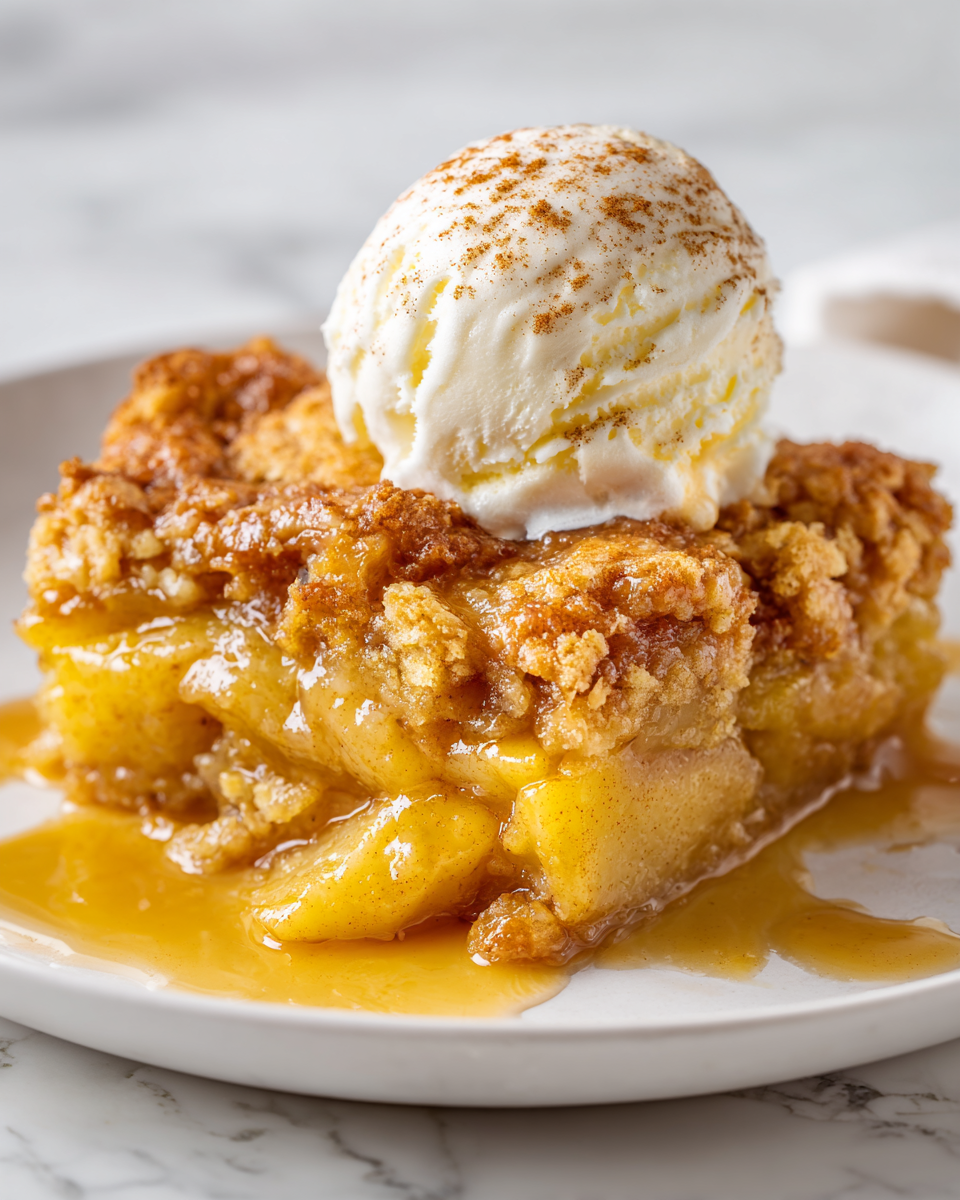 Cozy Apple Cobbler for the Holidays Delicious spiced apple cobbler dessert perfect for autumn gatherings, bursting with flavor and warmth, served warm with ice cream.