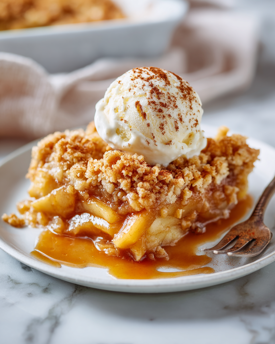 Cozy Apple Cobbler for the Holidays Delicious spiced apple cobbler dessert perfect for autumn gatherings, bursting with flavor and warmth, served warm with ice cream.
