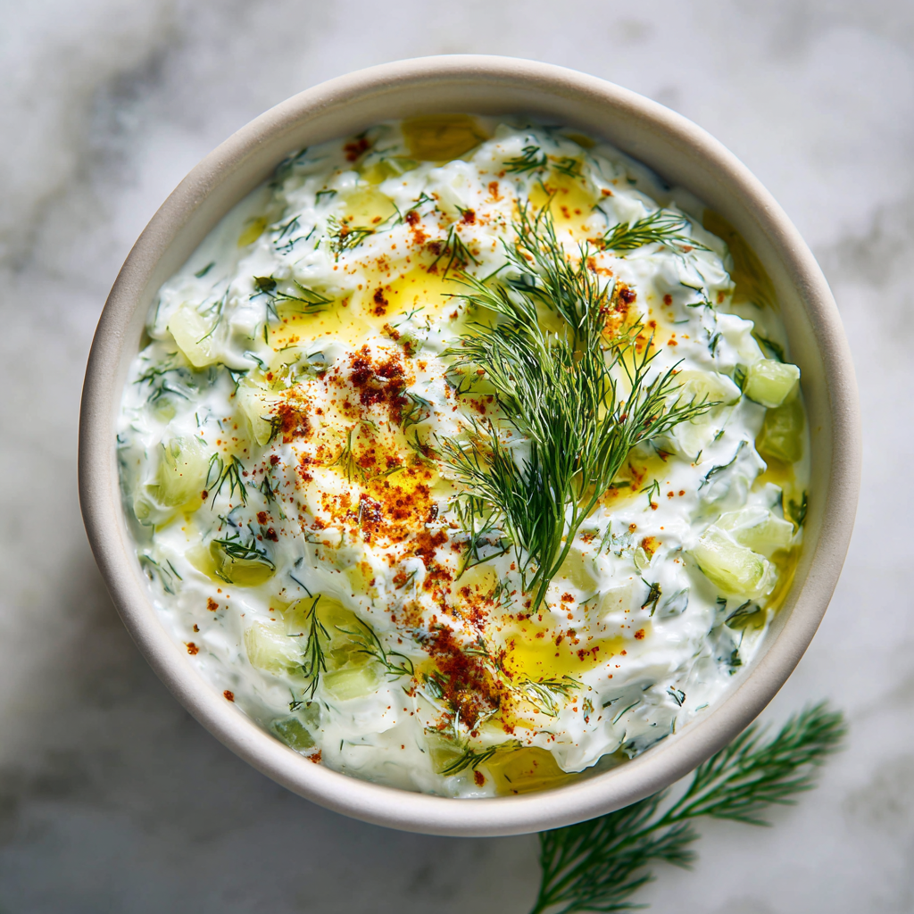 Creamy and Refreshing Tzatziki Recipe Creamy tzatziki recipe made with cucumber, garlic, and yogurt for a refreshing dip.