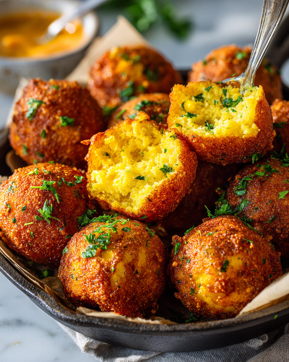 Crispy Homemade Hush Puppies for Holidays Crispy homemade hush puppies perfect for holiday gatherings, made with cornmeal and served hot as a snack.