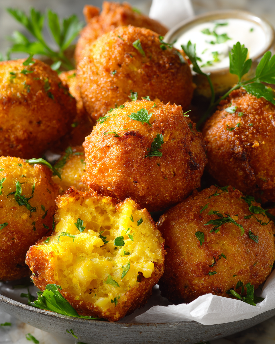 Crispy Homemade Hush Puppies for Holidays Crispy homemade hush puppies perfect for holiday gatherings, made with cornmeal and served hot as a snack.