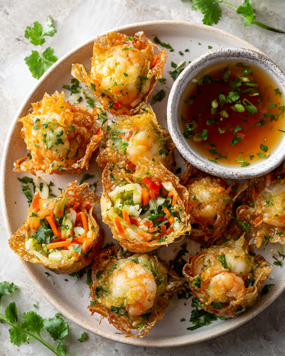 Crispy Rice Paper Dumplings for the Holidays Crispy rice paper dumplings with colorful fillings, perfect for holiday gatherings