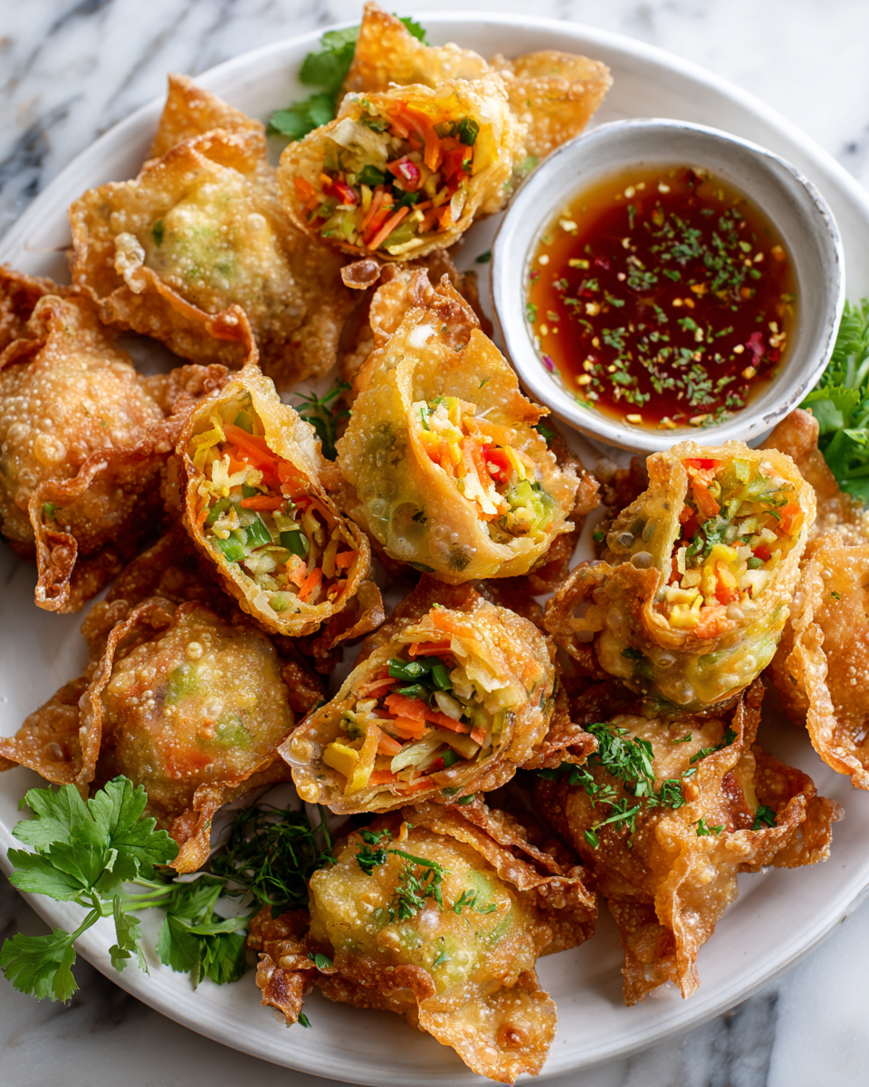 Crispy Rice Paper Dumplings for the Holidays Crispy rice paper dumplings with colorful fillings, perfect for holiday gatherings