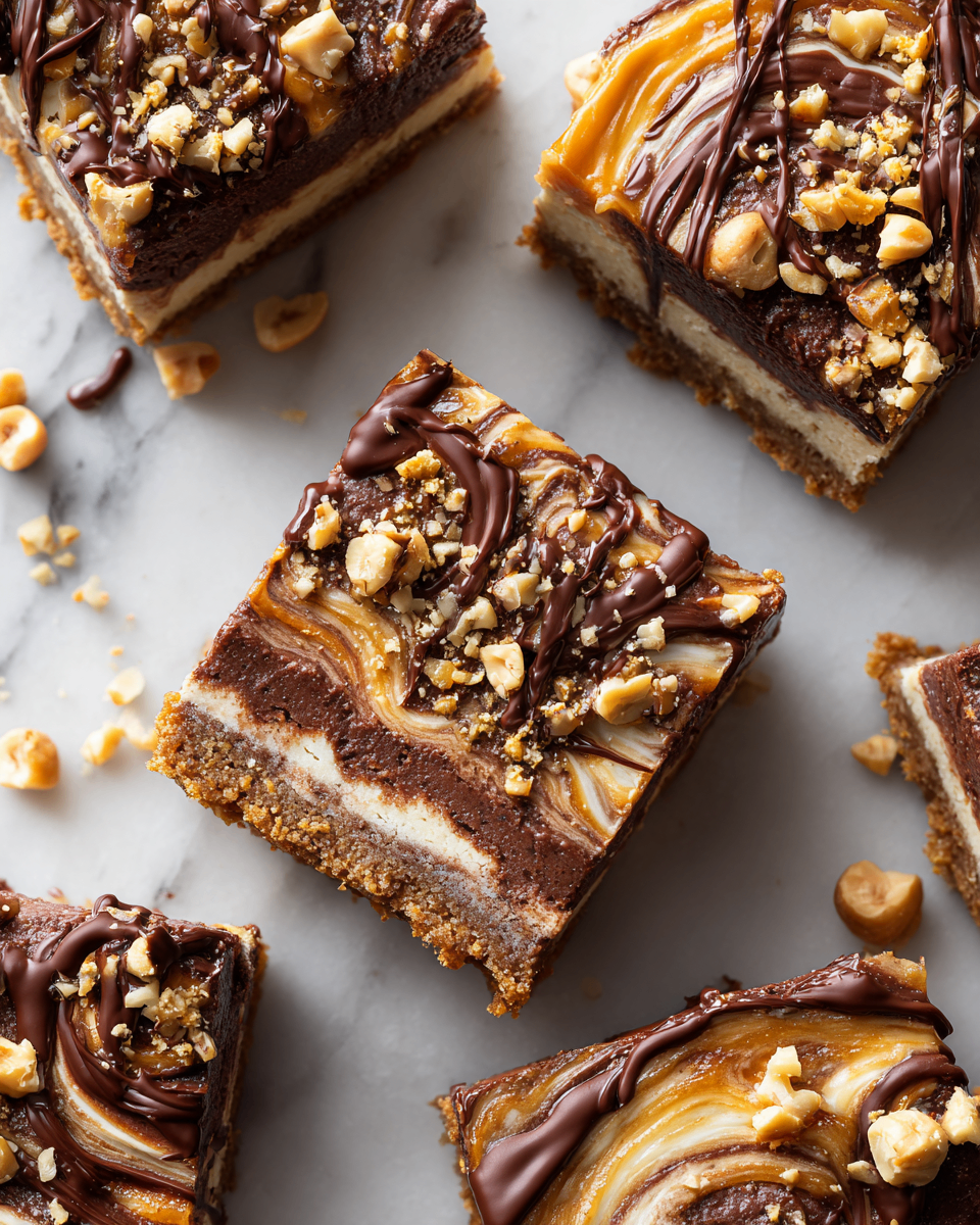 Decadent Nutella Cheesecake Bars for the Holidays Delicious Nutella cheesecake bars topped with chocolate, perfect for holiday gatherings, easy dessert recipe, creamy cheesecake bars.