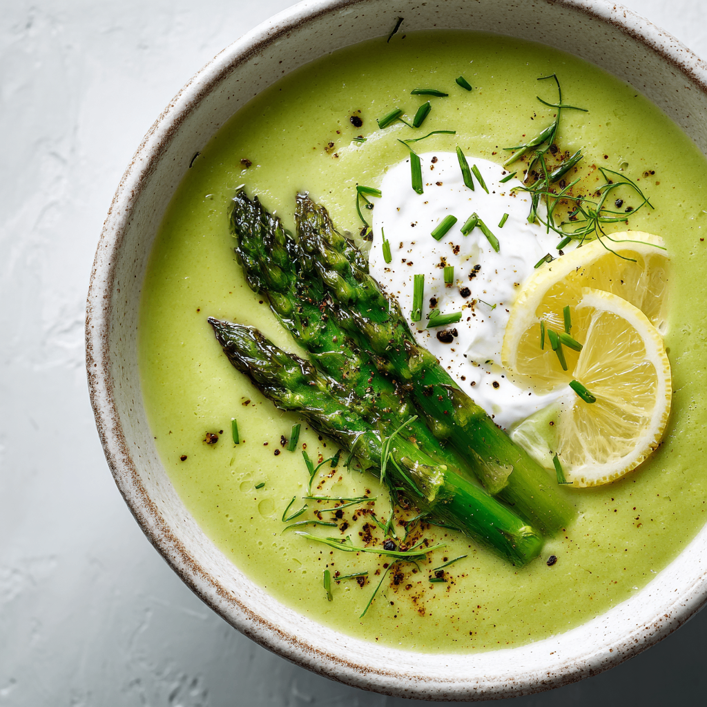 Delicious Creamy Asparagus Soup Recipe Creamy asparagus soup with lemon flavor perfect for autumn, made with fresh asparagus and rich cream in under 40 minutes.