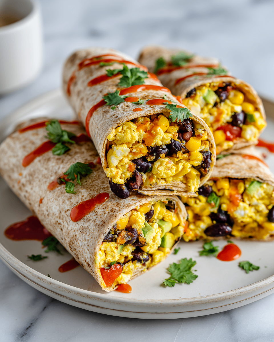 Healthy breakfast burritos packed with eggs, beans, and avocado. Perfect for quick meals and meal prep.