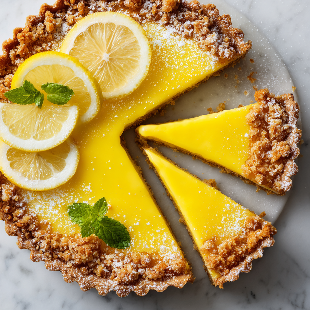 Delicious Lemon Tart with Buttery Shortbread Crust Lemon tart with buttery shortbread crust, a perfect holiday dessert featuring bright citrus flavors and a rich texture.