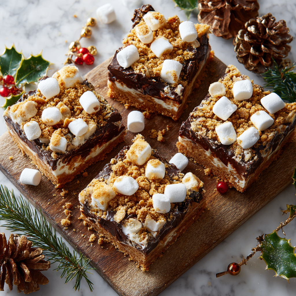 Delicious S'mores Bars for the Holidays Delicious S'mores Bars combining graham crackers, chocolate, and marshmallows, ideal for holiday treats and gatherings.