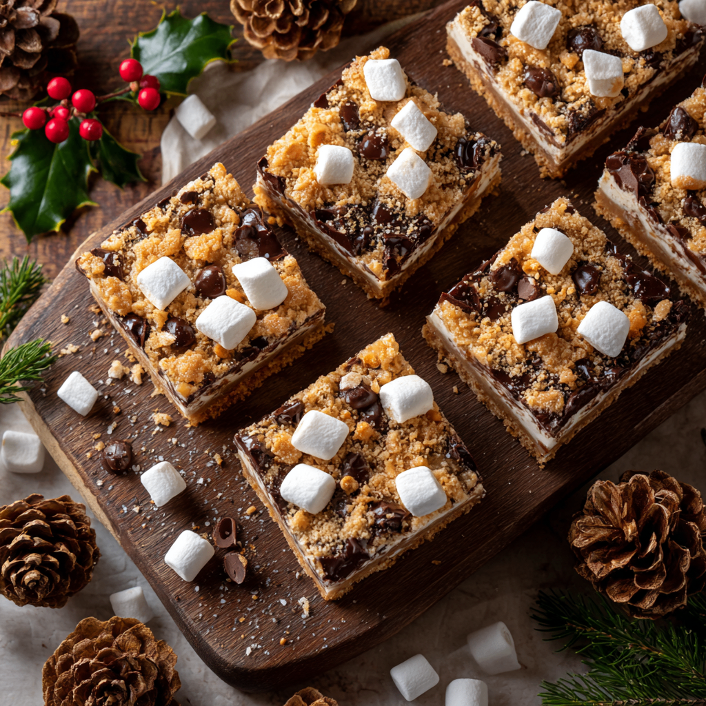 Delicious S'mores Bars for the Holidays Delicious S'mores Bars combining graham crackers, chocolate, and marshmallows, ideal for holiday treats and gatherings.