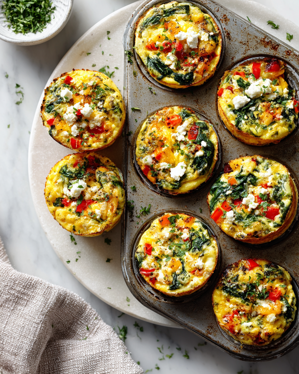 Nutritious Egg White Bites with Spinach and Feta Healthy egg white bites with spinach, feta, and bell peppers, perfect for brunch meal prep