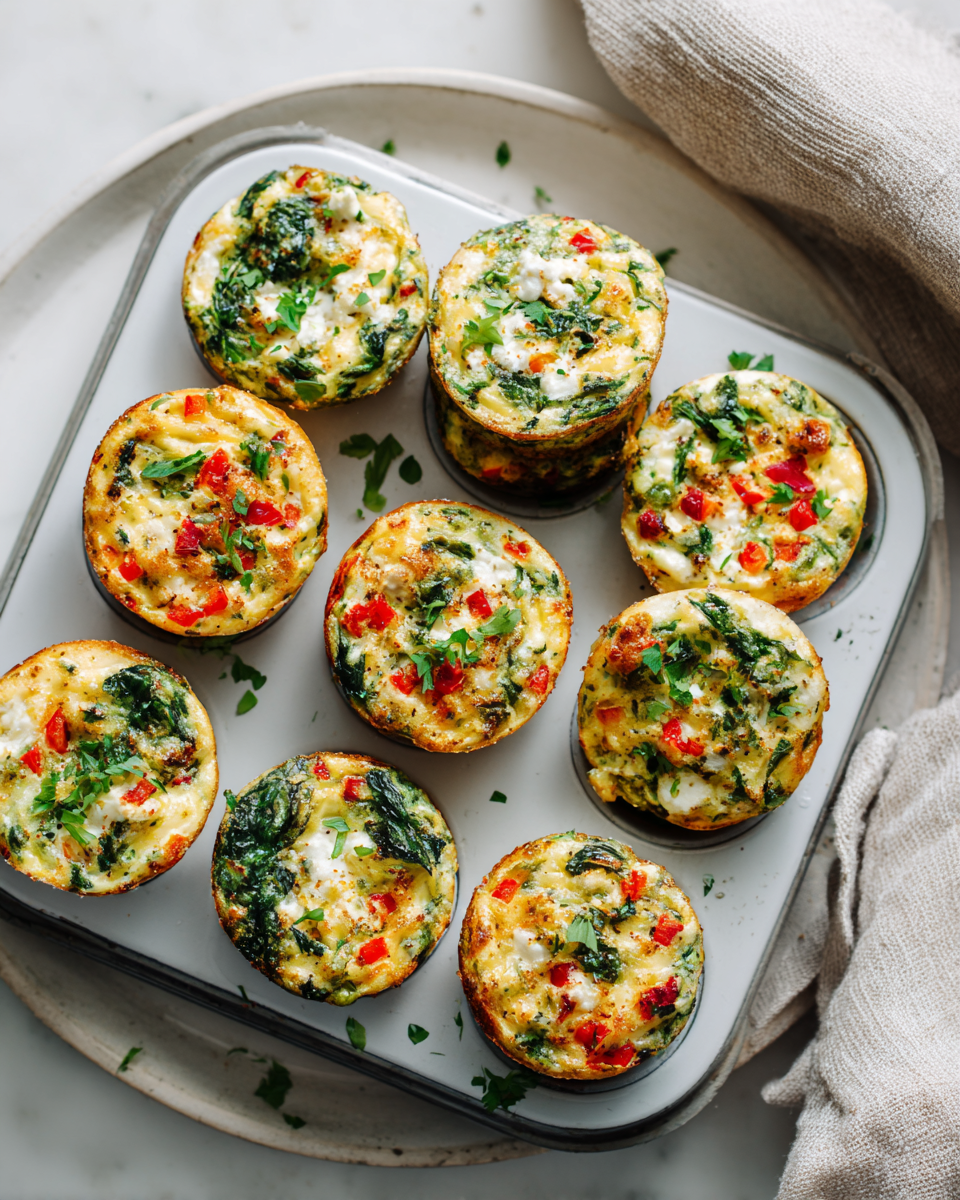 Nutritious Egg White Bites with Spinach and Feta Healthy egg white bites with spinach, feta, and bell peppers, perfect for brunch meal prep