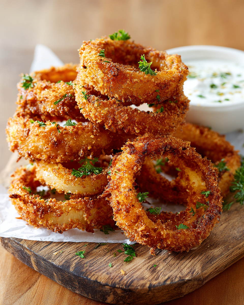Perfectly Crispy Onion Rings Recipe Delicious crispy onion rings recipe perfect for appetizers with a golden-brown crunchy texture.