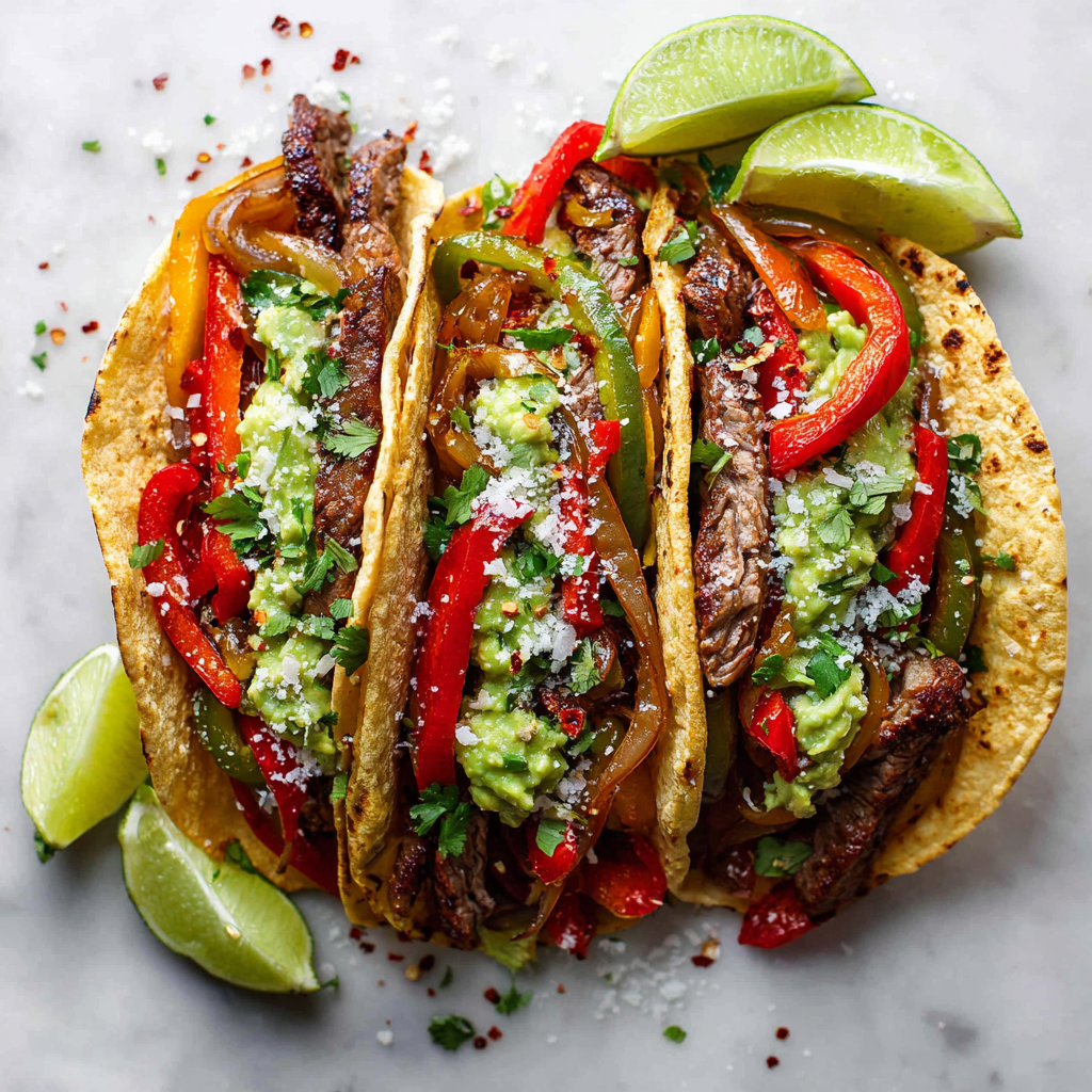 Quick & Flavorful Grilled Steak Fajitas Grilled steak fajitas with marinated flank steak, colorful peppers, and warm tortillas, ideal for delicious gatherings.
