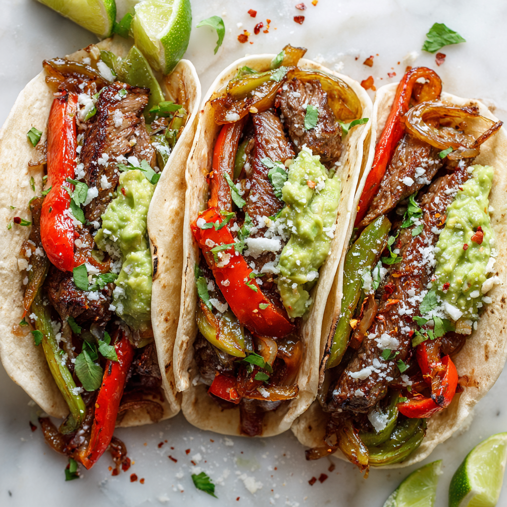 Quick & Flavorful Grilled Steak Fajitas Grilled steak fajitas with marinated flank steak, colorful peppers, and warm tortillas, ideal for delicious gatherings.