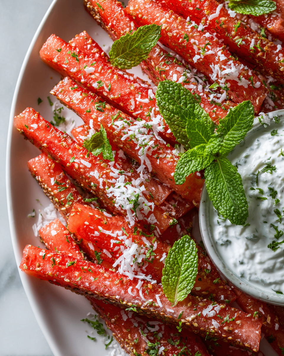 Refreshing Watermelon Fries with Coconut Lime Dip - a perfect healthy snack for gatherings