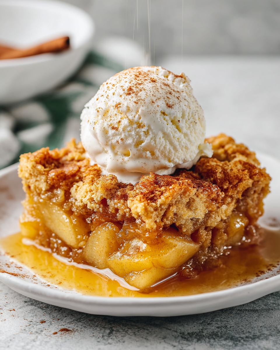 Cozy Apple Cobbler for the Holidays Delicious spiced apple cobbler dessert perfect for autumn gatherings, bursting with flavor and warmth, served warm with ice cream.