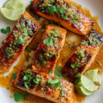 Honey-Glazed Salmon with Browned Butter Lime Sauce Honey-Glazed Salmon fillets seared to perfection with a rich Butter Lime Sauce, perfect for festive occasions and weeknight dinners.