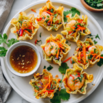 Crispy Rice Paper Dumplings for the Holidays Crispy rice paper dumplings with colorful fillings, perfect for holiday gatherings