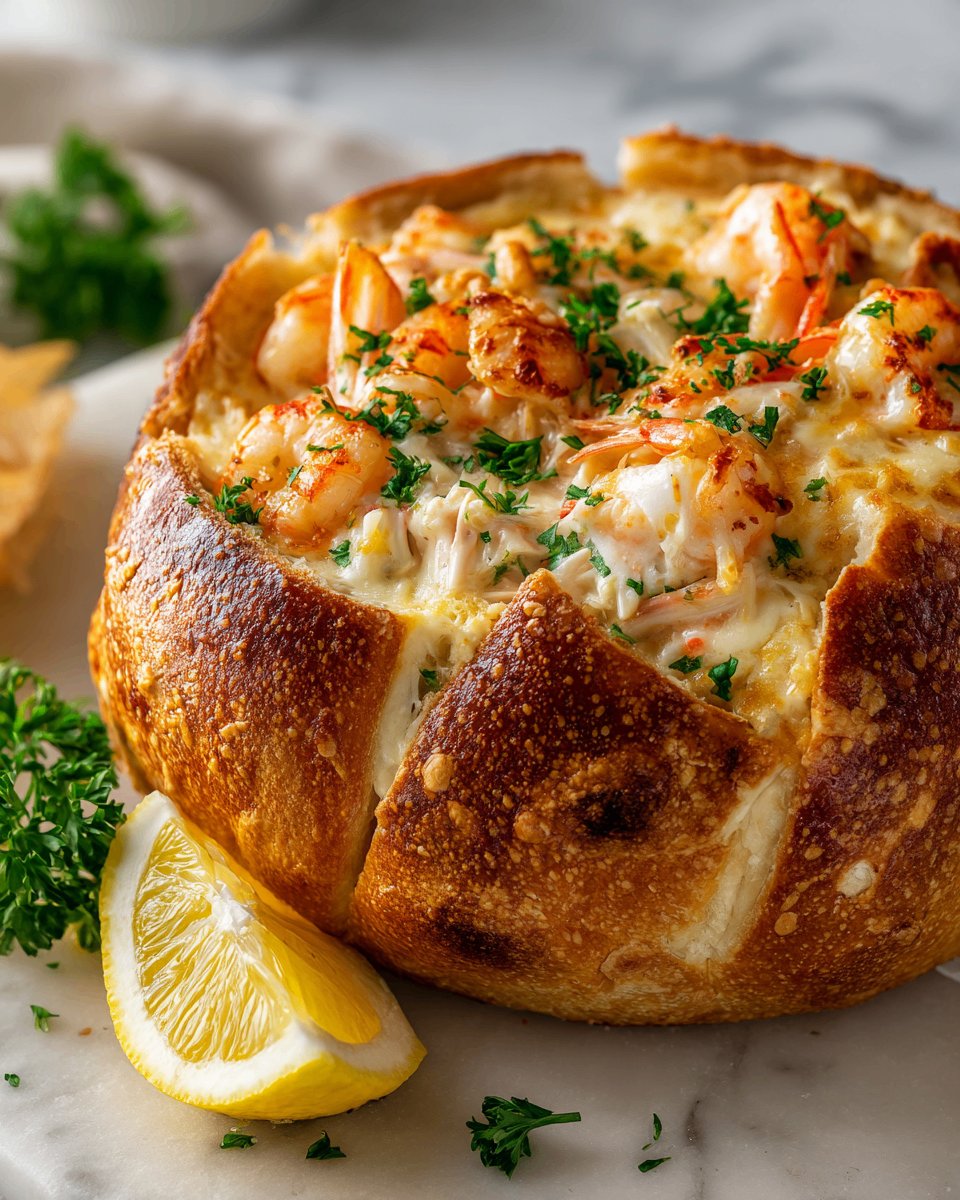 Irresistible Stuffed Seafood Bread Bowl Irresistible Stuffed Seafood Bread Bowl