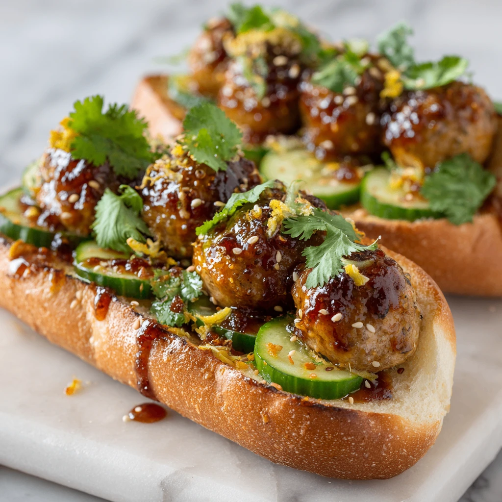 Hearty Ginger Chicken Meatball Sandos