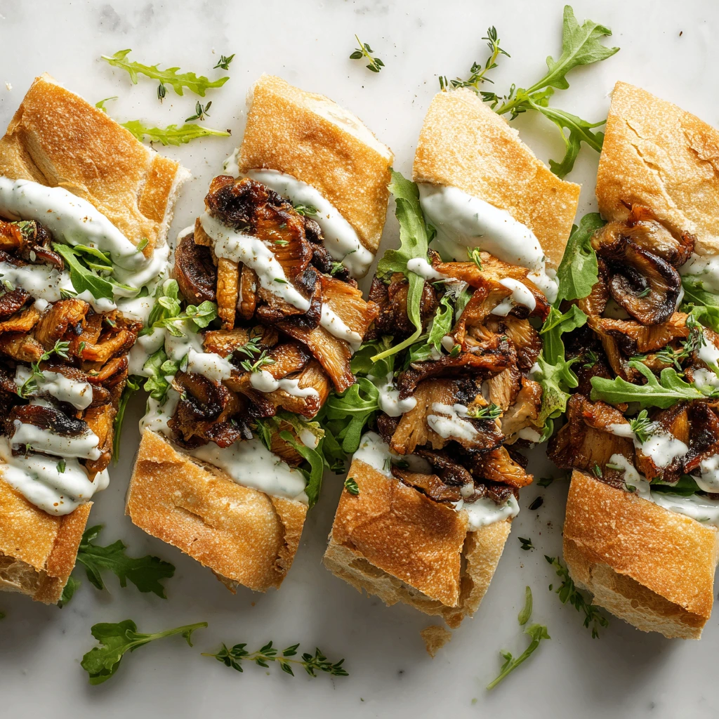 Savory Roasted Mushroom Sandwich with Horseradish Aioli