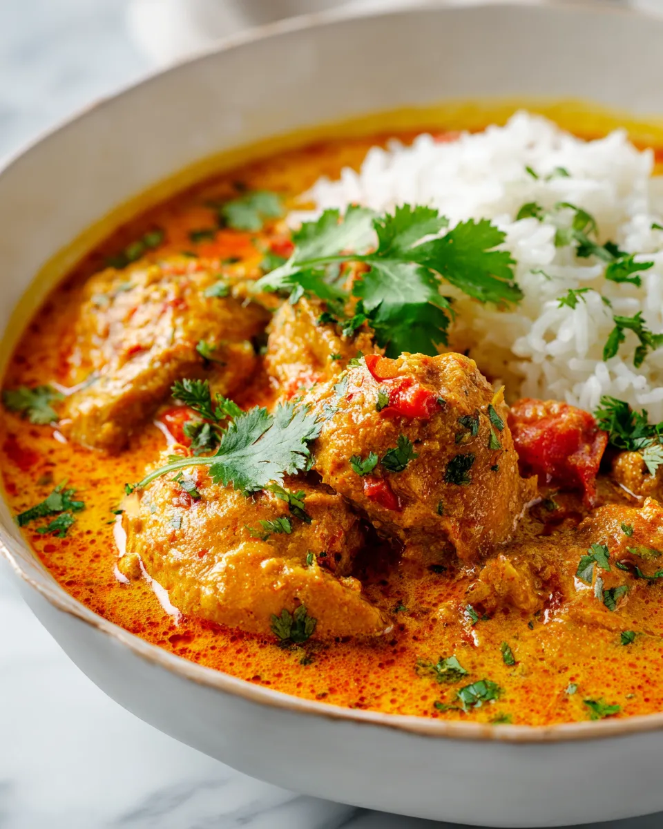 Delicious Slow Cooker Chicken Curry with aromatic spices, perfect for cozy dinners. Enjoy over rice or with naan for a heartwarming meal.