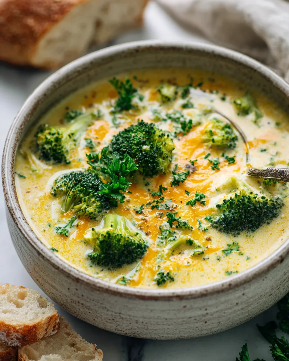 Cozy Creamy Broccoli Cheese Soup Recipe Creamy broccoli cheese soup, perfect for winter gatherings, quick recipe, rich in flavor, delicious comfort food.