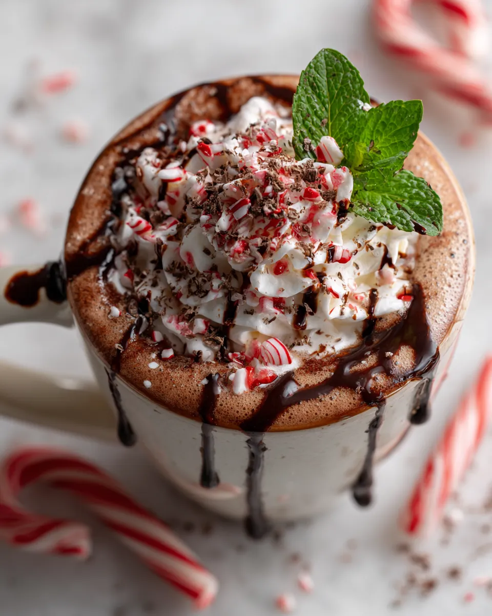cozy homemade peppermint mocha with espresso and whipped cream, perfect for fall and winter holidays