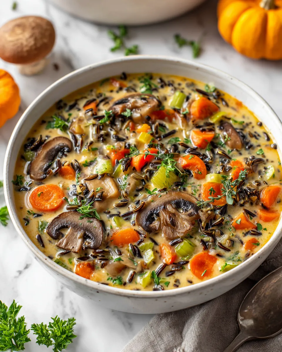 Cozy Instant Pot Wild Rice Soup Instant Pot Wild Rice Soup with hearty vegetables and herbs, a comforting fall dish.