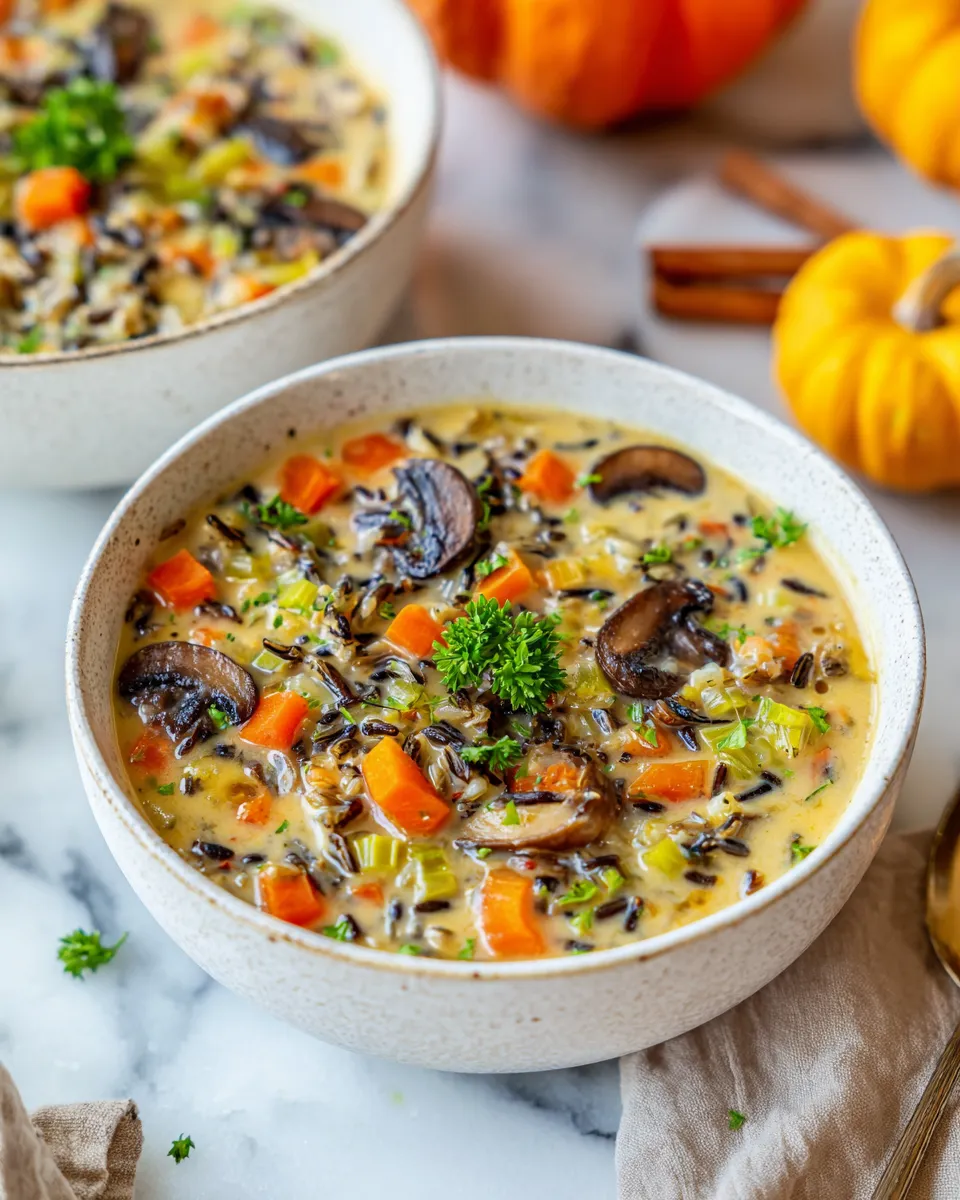 Cozy Instant Pot Wild Rice Soup Instant Pot Wild Rice Soup with hearty vegetables and herbs, a comforting fall dish.