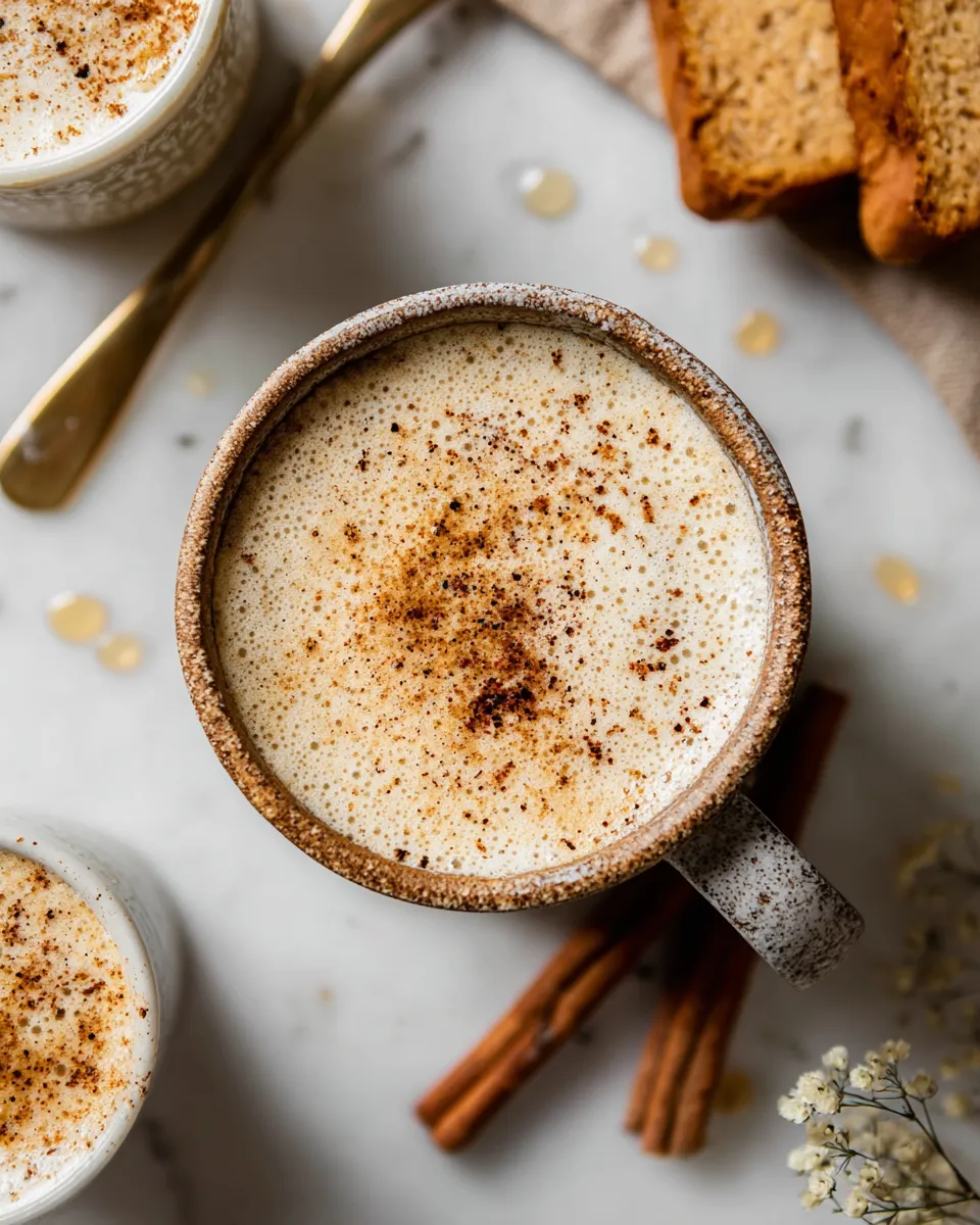 Delicious oat milk honey latte made with brewed coffee and warm oat milk, perfect for cozy autumn afternoons. Homemade festive latte drink.