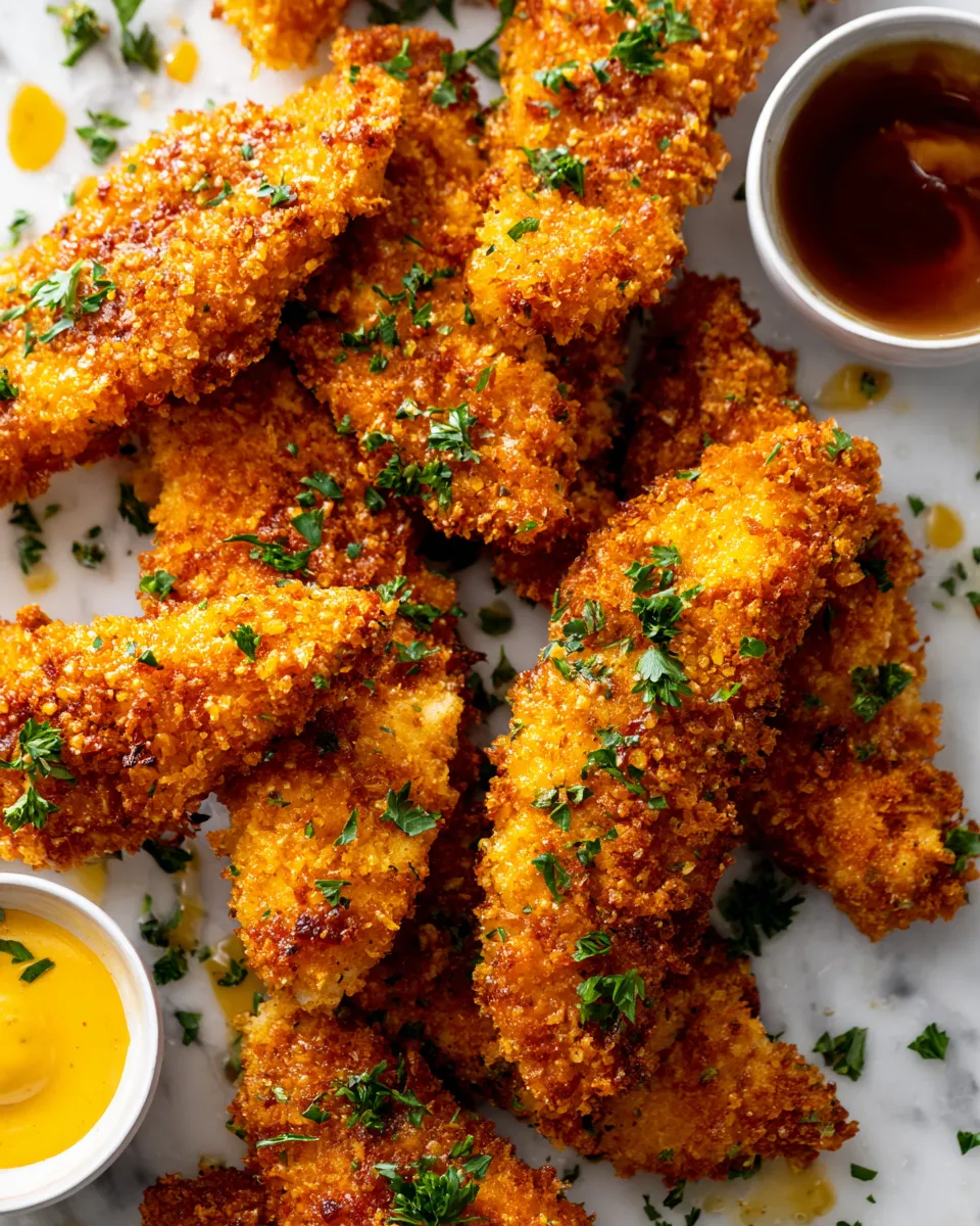 Crispy baked chicken tenders marinated in buttermilk with crunchy Panko coating, perfect for any occasion.