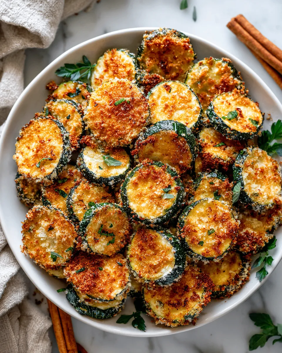 Crispy zucchini chips baked for a healthier holiday snack, perfect alternative to chips and packed with flavor.