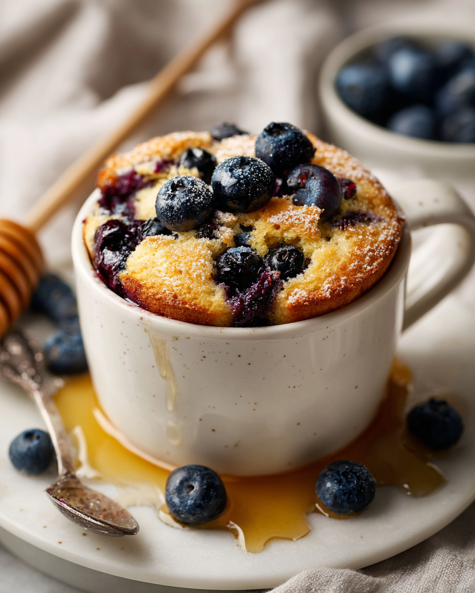 Delicious Blueberry Muffin in a Mug Blueberry muffin in a mug, quick and easy recipe perfect for cozy holiday treats.