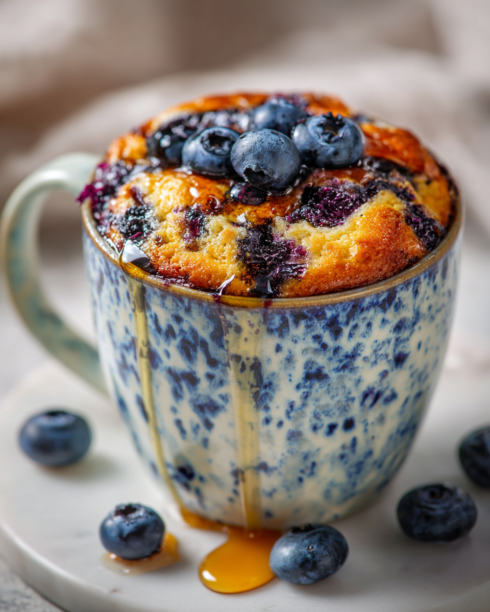 Delicious Blueberry Muffin in a Mug Blueberry muffin in a mug, quick and easy recipe perfect for cozy holiday treats.