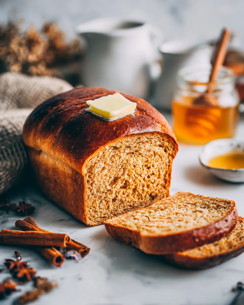Homemade Honey Whole Wheat Bread, perfect for holiday gatherings. Soft, wholesome loaf packed with flavor.