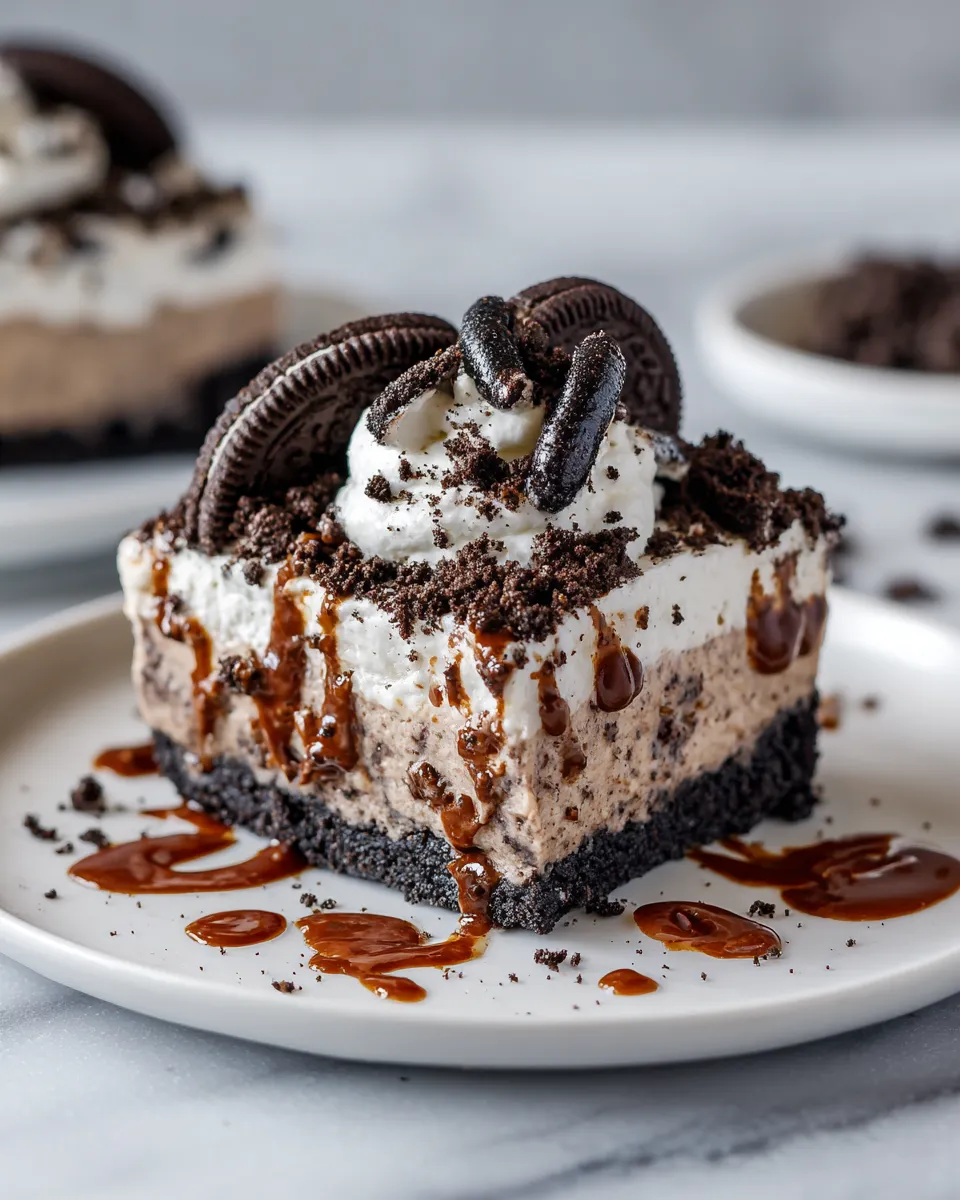 Delicious Oreo Dirt Pie topped with gummy worms, a perfect no-bake dessert for holiday gatherings, made with crushed Oreos and cream cheese.