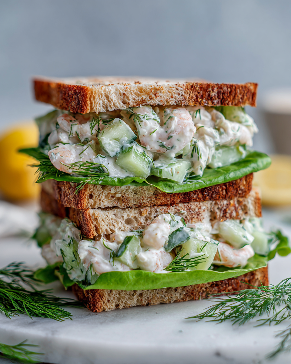 Delicious Shrimp Salad Sandwich with Cucumber and Dill Quick Shrimp Salad Sandwich with Cucumber and Dill, a refreshing and flavorful dish perfect for gatherings, ready in 30 minutes.