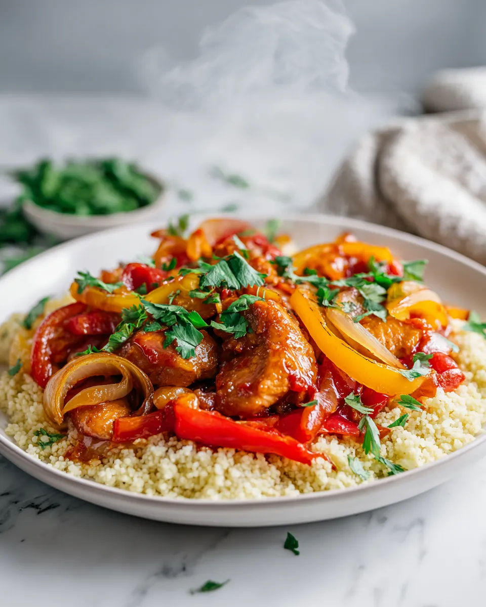 A warm, inviting bowl of Slow Cooker Sweet Chili Chicken served over rice, garnished with fresh cilantro, perfect for holiday meals.
