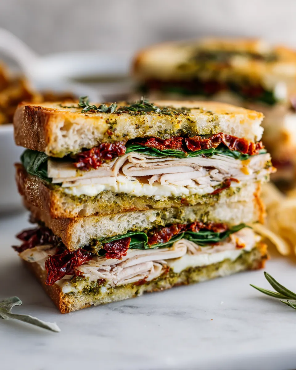 Delicious Trader Joe's Sun-Dried Tomato Focaccia Turkey Sandwich, packed with flavor, perfect for quick meals and holiday prep.
