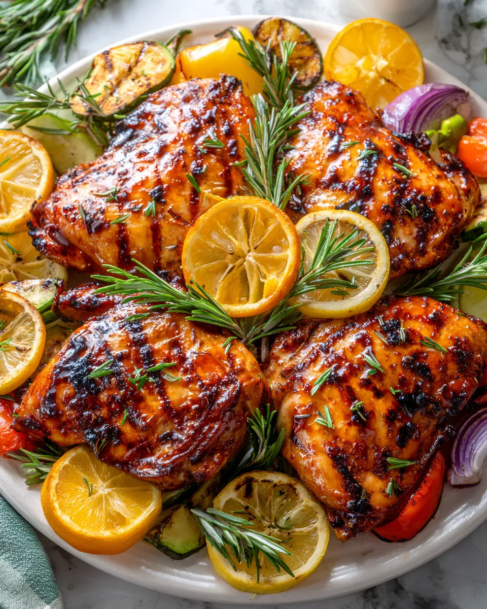 Grilled Citrus Chicken, marinated chicken breast with vibrant citrus flavors for holiday gatherings, juicy and flavorful
