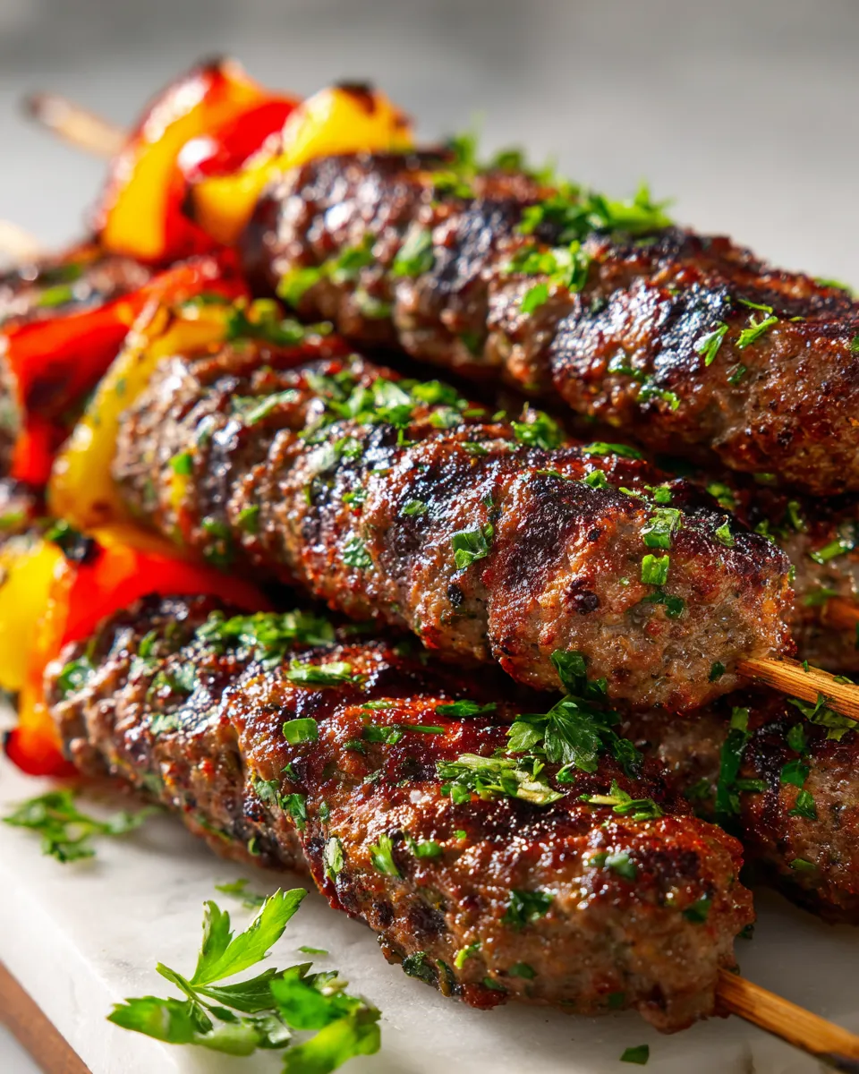 Delicious grilled ground beef kabobs recipe perfect for parties or family dinners.
