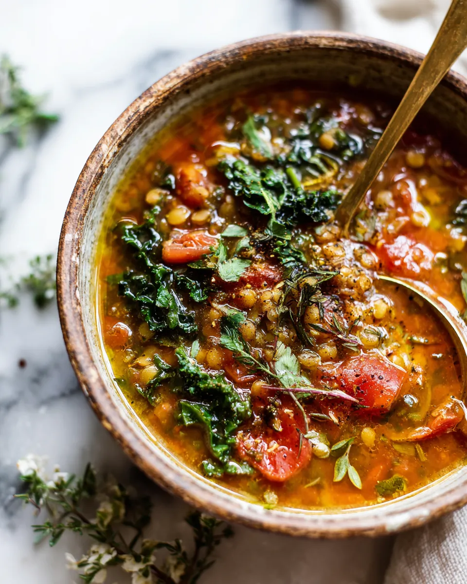 Delicious detox crockpot lentil soup loaded with nutrients, perfect for chilly days and post-holiday meals. Easy slow-cooked recipe.