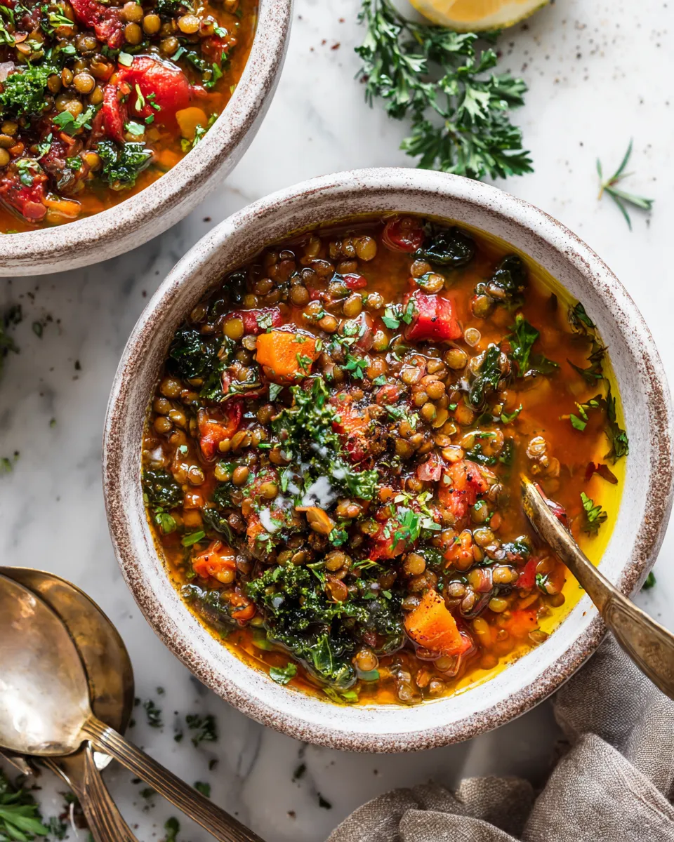 Delicious detox crockpot lentil soup loaded with nutrients, perfect for chilly days and post-holiday meals. Easy slow-cooked recipe.