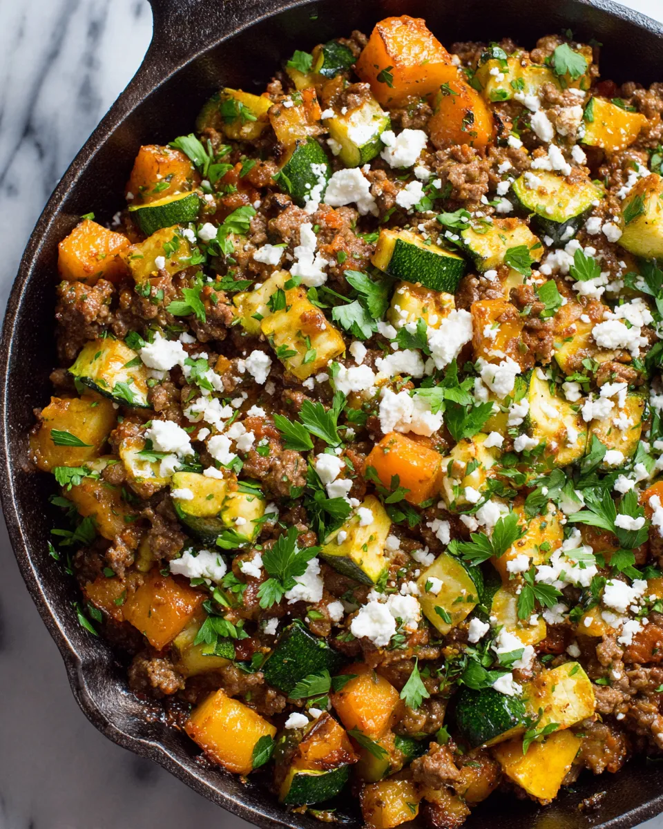 Ground Beef, Zucchini, and Sweet Potato Skillet - A hearty one-pan meal full of flavor and nutrition, perfect for family dinners and festive gatherings.