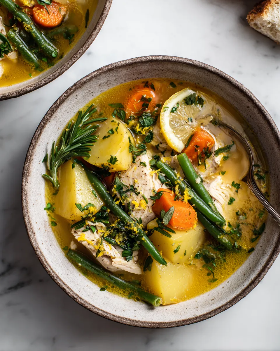 Delicious Lemon Rosemary Chicken Soup with bright flavors and comforting essence, perfect for autumn evenings.