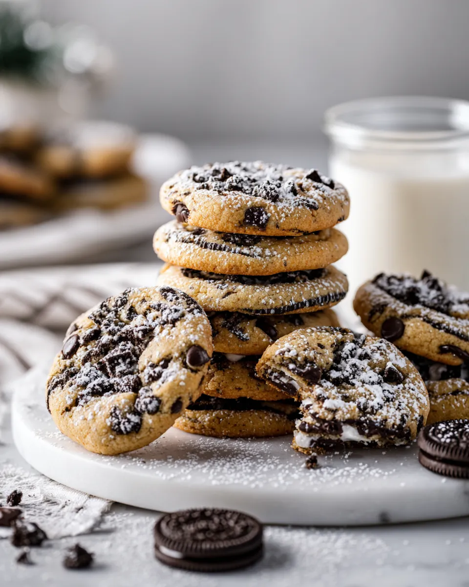 Oreo chocolate chip cookies baked to perfection, ideal for holiday enjoyment and sharing with loved ones.