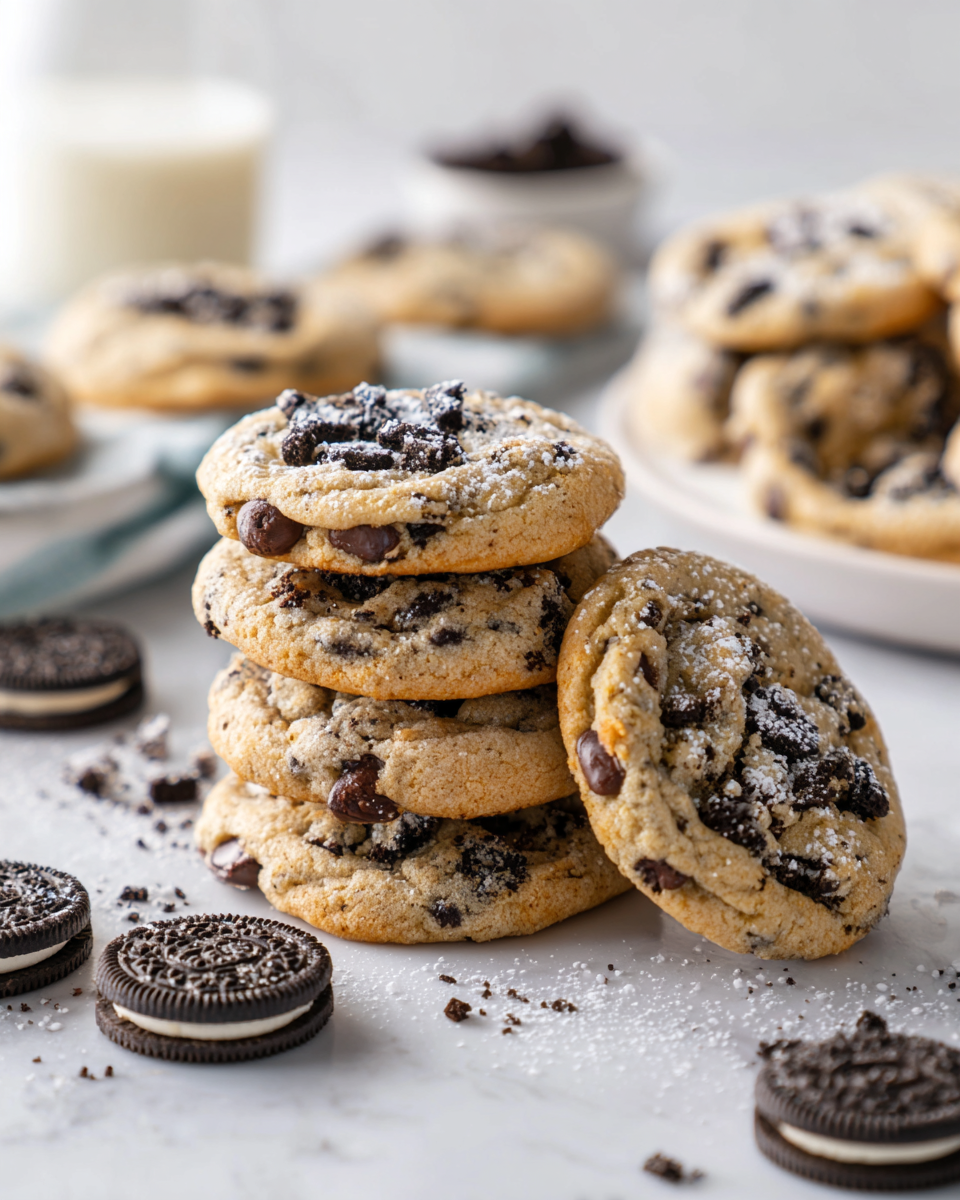 Oreo chocolate chip cookies baked to perfection, ideal for holiday enjoyment and sharing with loved ones.